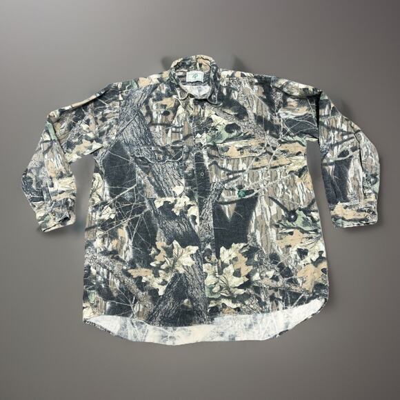Vtg Mossy Oak Mens 2XL Fall Foliage Camo Heavy Hunting Shirt 80s 90s Made In USA - Picture 1 of 8